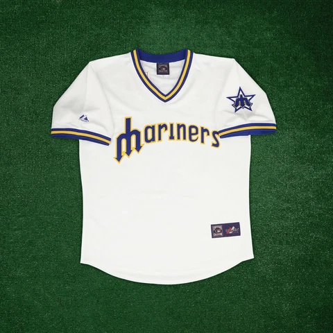 Seattle Mariners 1977 Cooperstown Throwback Men's Home Jersey w/ Team Patch Cover