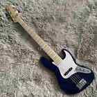 Customized Blue Jazz Bass Electric Guitar Solid Body SS Pickup Maple Fretboard