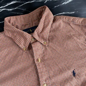 Vintage Polo Ralph Lauren Herren L orange blau kariert Button Down Hemd Preppy Pony - Bild 1 von 11