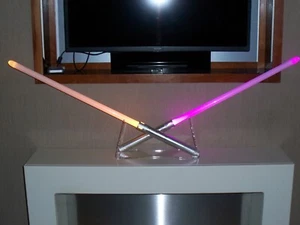 star wars lightsaber double desk mount display stand center piece cross sabers - Picture 1 of 13