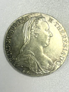 1780 Austrian Maria Theresa Thaler Restrike Uncirculated .833 Silver Coin-KM# T1 - Picture 1 of 2