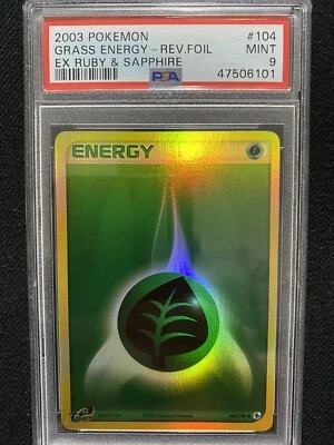 2003 Pokemon Ruby & Sapphire Grass Energy Reverse Foil 104/109 PSA 9 Mint - Image 1 of 2