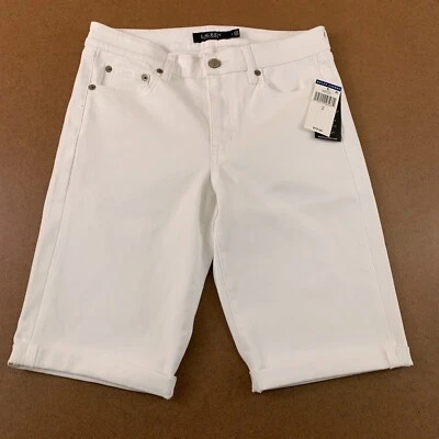 Lauren Ralph Lauren Womens Size 4 White Stretch Denim 11" Inseam Shorts NWT - Image 1 of 4
