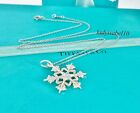 Rare Tiffany & Co. 18" Snow Flake Charm Lg. Pendant Necklace Silver Gift w/ Box