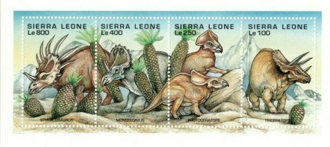 Sierra Leone 1995 - Dinosaurs, Triceratops - Sheet of 4v - Scott 1792 - MNH Cover