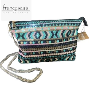 NWT Francesca Multicolored Stunning Sequined Purse with Zipper Closure - Picture 1 of 8