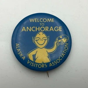 De colección BIENVENIDO A ANCHORAGE Alaska Insignia Botón Pinback Genial Gráficos F8  - Imagen 1 de 12