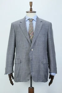 Lux CANALI Blue WOOL & SILK & LINEN Check Sport Coat Blazer Jacket 58IT 48US/UK - Picture 1 of 14
