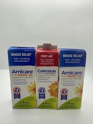 2x Boiron Arnicare gel para moretones - 1,5 oz cada uno y 1 ungüento de caléndula 1 oz BB:2025 Foto 1 de 4