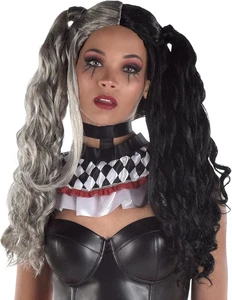 Twisted Ponytail Wig Clown Evil Fancy Dress Up Halloween Adult Costume Accessory - Picture 1 of 1