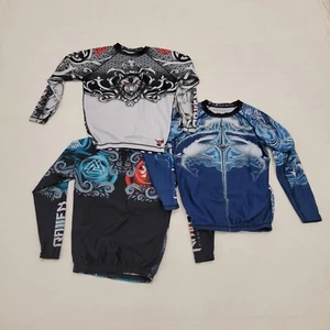 Lot Of 3 Jiu Jitsu Rashguards Shirts Long Sleeve Men's S Raven Fightwear BJJ MMA - Picture 1 of 14