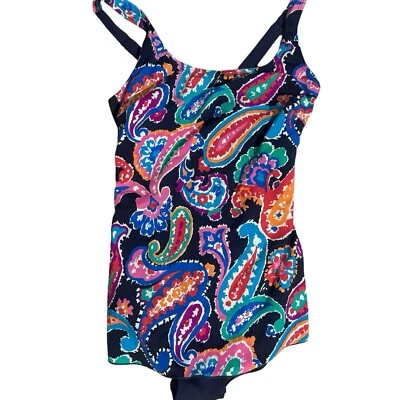 GABAR SWIM Multicolor Brillante Paisley Resistente al Cloro Drapeado Una Pieza Talla 14 Foto 1 de 4