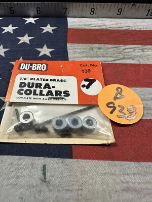 Du-Bro 139 1/8" Plated Brass Dura-Collars w/Wrench (4 pcs) NewInPack USA Shipped - Image 1 of 3