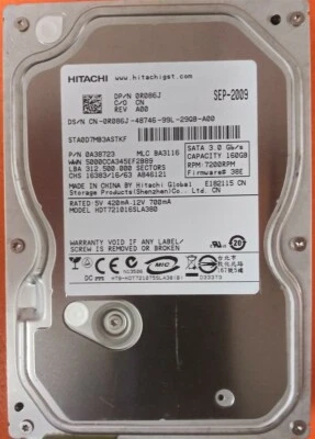 ⭐️⭐️⭐️⭐️⭐️ HDD Hard Drive SATA Desktop 3.5" Hitachi HDT721016SLA380 160GB A38723 - Image 1 of 3