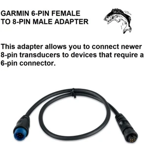 GARMIN 6-PIN FEMALE CONNECTOR TO 8-PIN MALE TRANSDUCERS ADAPTER  - Picture 1 of 9