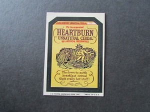 1974 Topps Wacky Packages 9th Series 9 Sticker Heartburn Cereal Listing #4