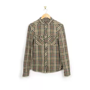 Camicia All Saints Spitalfields penitenziario marrone quadri flanella spazzolata XS - Foto 1 di 6