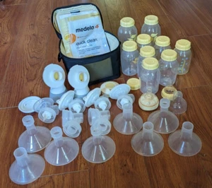 Medela Nenesupply LOTTO 50pz Bottiglie Flange 19mm 24mm Freestyle Valvole Flex PIS - Foto 1 di 24