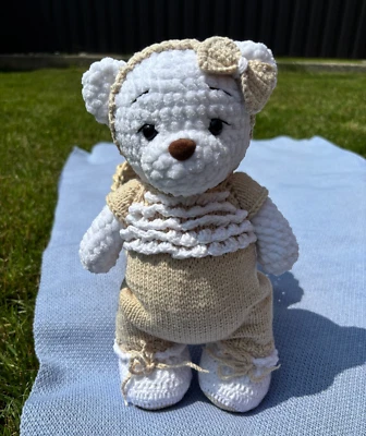 Crochet Teddy Bear 11" Amigurumi Baby Gift Soft Toy Handmade Newborn Cute Baby - Image 1 of 4