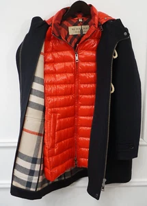 Abrigo de lona 2 en 1 para mujer Burberry con capucha Baysfield azul marino a cuadros talla US12 - Imagen 1 de 20