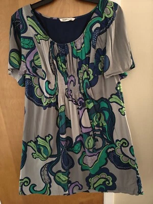 Vestido Old Navy Para Mujer Talla 20 Forrado Manga Corta Rusche Paisley Floral Gris Usado en Excelente Condición Foto 1 de 4
