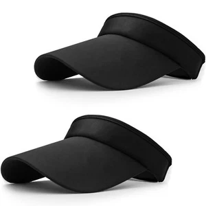 2 Pack Visor Women Men Sun Hat Clip On Visors Adjustable Sport Wide Brim Cap ... - Picture 1 of 6