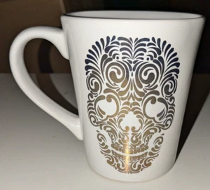 Signature Housewares Inc. DOD Metallic Gold Skull Tall Stoneware Coffee Mug 4.5" - Picture 1 of 6