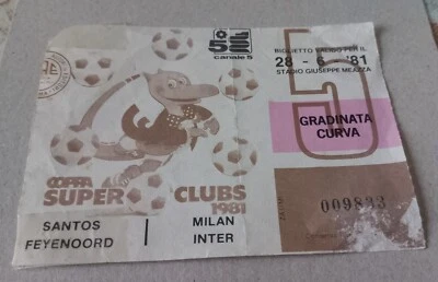 BIGLIETTO "MUNDIALITO" 1981 SANTOS FEYENOORD e MILAN INTER 28/6/1981 ultima gg - Immagine 1 di 2