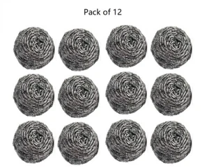 12 Pcs Stainless Steel Kitchen Cleaning Scouring Pad Steel Wool Scrubber Sponges - Picture 1 of 7