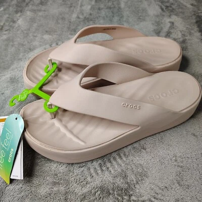 Crocs Getaway Plataforma Flip Sandálias Femininas 11 Rosa Praia Verão Cunha Robusta - Imagem 1 de 4