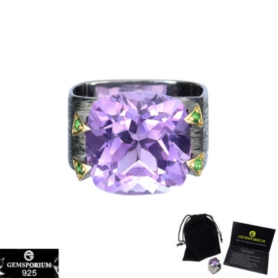 925纯银戒指靠垫紫水晶25克拉手工宝石首饰 — 第 1/4 张图片