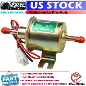 Universal 12V Electric Fuel Pump 2.5-4PSI HEP-02A Inline Gas Diesel Low Pressure - Picture 1 of 15