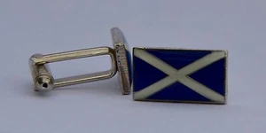 Scottish Saltire Flag Quality Enamel Cufflinks - Picture 1 of 1
