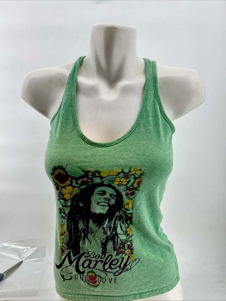 Bob Marley one love Jamaica Collection rare tank top green w/Bob & flowers Sz M - Image 1 of 4