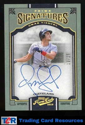 2016 Panini Prime Cuts #PS-OV Omar Vizquel Prime Signatures Holo Gold #/25 - Image 1 of 2
