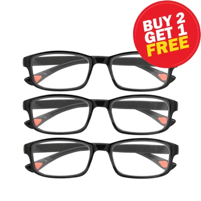 3 paquetes de gafas de lectura unisex con marco rectangular para lectores clásicos para hombres mujeres Foto 1 de 4