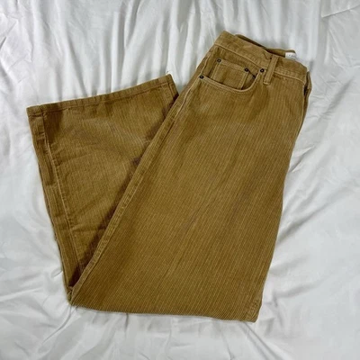 Calça de veludo perna larga Topshop W34 L30 marrom bronzeado retrô anos 90 Y2K desgaste vintage - Imagem 1 de 4