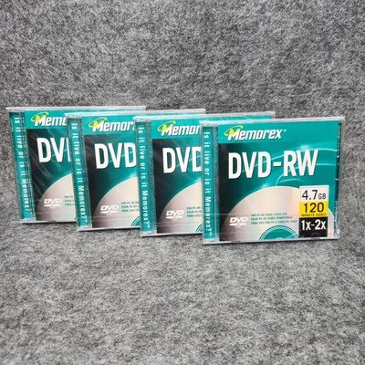 Memorex DVD-RW 4.7gb 120 Minute Video 1x 2x PC Home Video Use Qty 4 - Image 1 of 3
