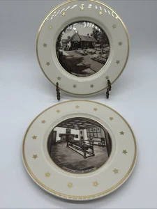 2 1941 Lenox Plates Colonial Dames Of America Sulgrave Manor Garden/Great Hall - Picture 1 of 8