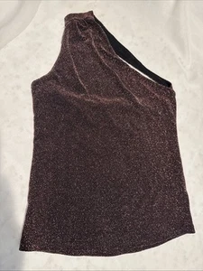 New Guess Marciano One Shoulder Shirred Stretch Shimmer Blouse Top S 40 - Picture 1 of 7