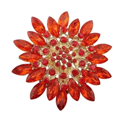 Betsey Johnson Brooch Red Crystal Flower Gold Tone - Изображение 1 из 2
