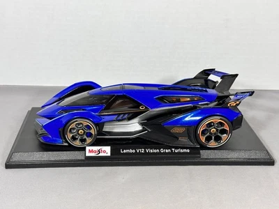 Coche de carreras italiano Maisto Lambo V12 Vision Gran Turismo Centrostile escala 1:18 AZUL Foto 1 de 4