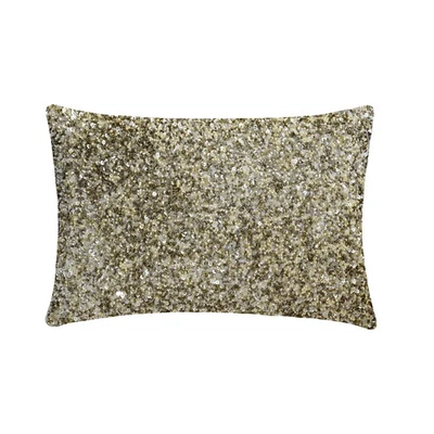 Decorative Faux Silk Lumbar Pillow Cover Bling - Silver Luminescence - Image 1 of 4