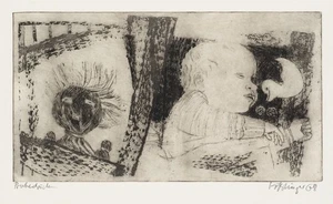 Schlafender Säugling mit Puppe,  1968, Rad. Expressionismus Unbekannt (20.Jhd) - Bild 1 von 5