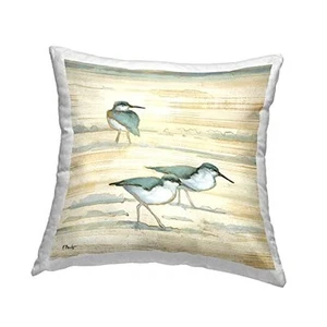 Sandpipers Walking Abstract Beach Sand Design by Paul Brent Throw Pillow, 18  - Picture 1 of 7