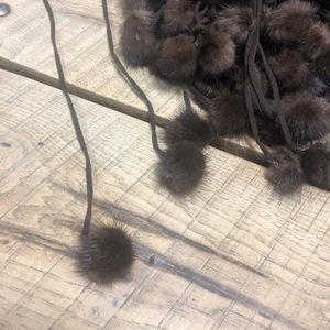 Large Lot Mink Balls Pom Poms With Suede Attached Strings - Picture 1 of 5