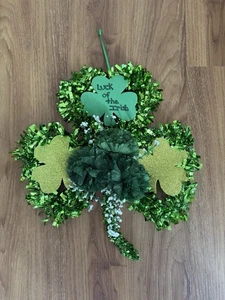 St Patrick's Day Luck of the Irish Kleeblatt geformter Kranz Handarbeit selten neu - Bild 1 von 4