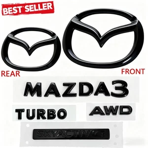 6PCS For MA-3 AWD SKYACTIV G Turbo Front & Rear Replace Badge Emblem Gloss Black - Picture 1 of 1