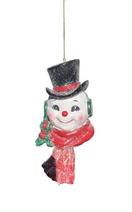 Vintage Snowman Head Ornament – Retro Christmas Tree Decoration - Picture 1 of 2