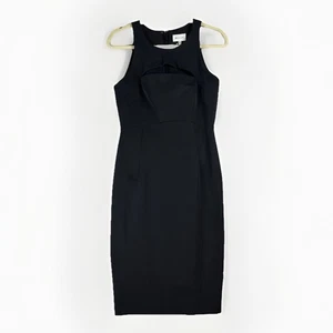 Milly New York Black Dress 6 Cut Out Sheath Cocktail LBD Feminine Designer - Picture 1 of 10